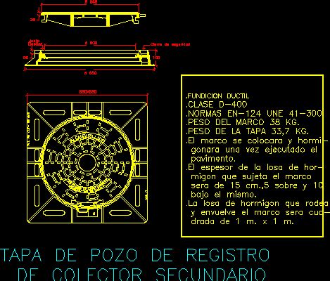 Tapa De Pozo De Registro En AutoCAD Librería CAD