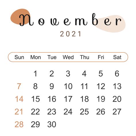 Calendar November Vector Hd Images Calendar November 2021 Aesthetic