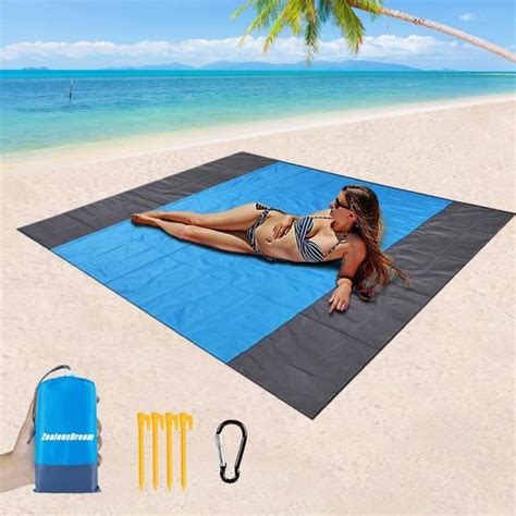 Yeahbo Tapis De Plage Anti Sable Pliable 200 200CM Natte De Plage