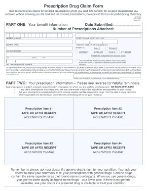 Fillable Online Prescription Drug Claim Form Blue Cross And Blue