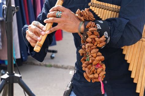 A Street Performer from Peru Performing Latin American Music on ...