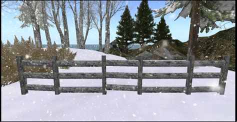 Second Life Marketplace Snowy Fence 1 Prim Mesh