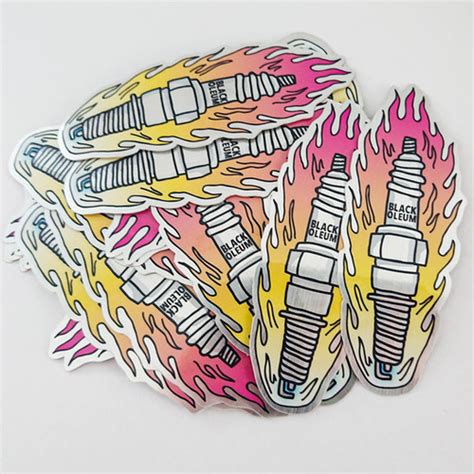 Stickers Fire Spark Plug Black Oleum