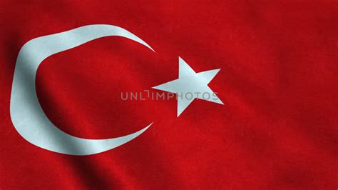 Realistic Ultra HD Flag Of The Turkey Waving In The Wind Seamless Loop