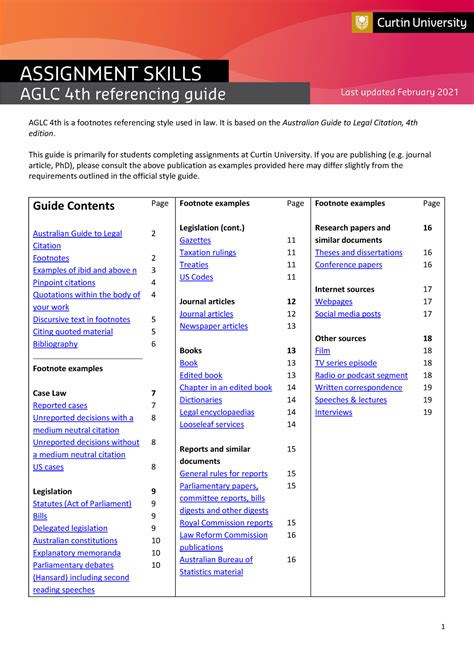 Aglc Referencing Guide Aglc Th Is A Footnotes Referencing Style