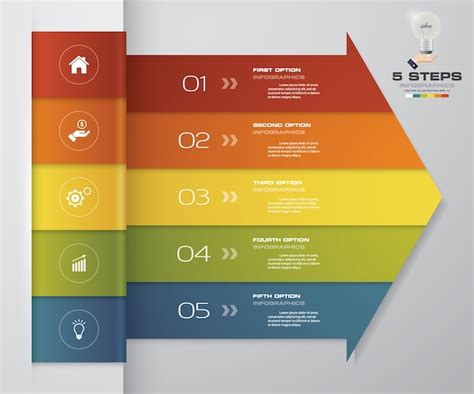 5 Schritte Pfeil Infografiken Element Diagramm Premium Vektor