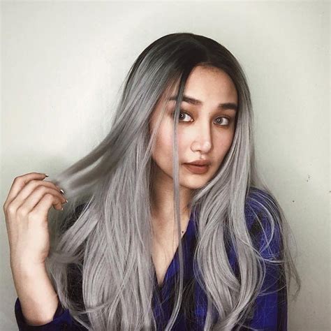 Popular Black Roots Grey Ombre Long Synthetic Lace Front Wig