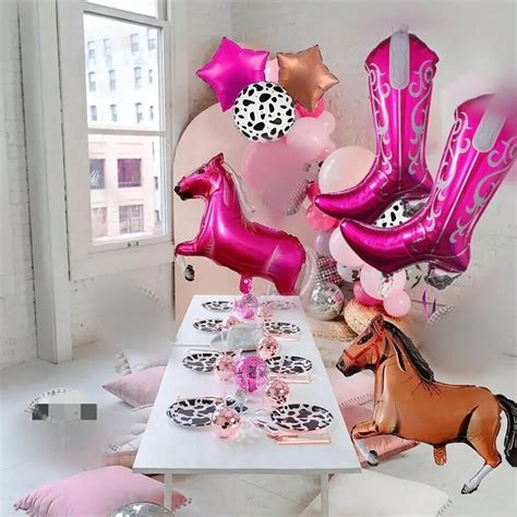 4pcs Cowgirl Boot Balloons 30 Inch Pink Boot Foil Balloon For Last