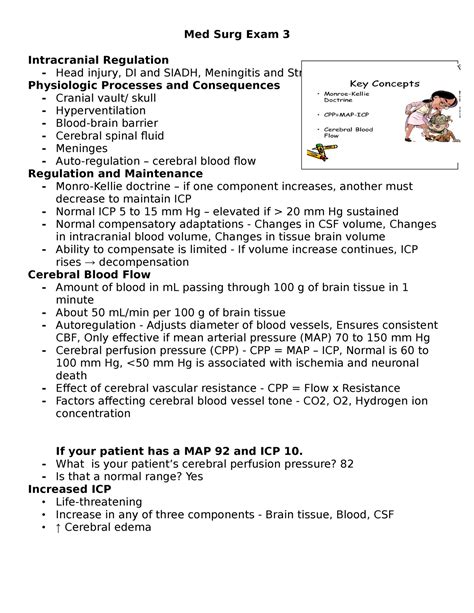 Med Surg Exam 3 Study Guide Med Surg Exam 3 Intracranial Regulation