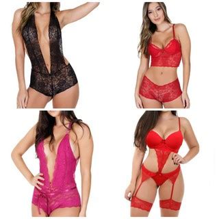 Kit Lingeries Body Conjunto Cropped E Calcinha Espartilho Lingerie Liga Shopee