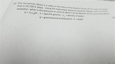 Solved g. The Laurentian Abyss is a valley in the floor of | Chegg.com