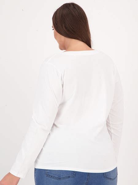 White Plus Size Australian Cotton Long Sleeve Vneck Tee Bestandless™ Online