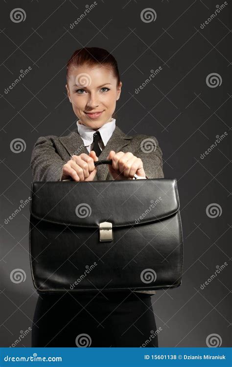 Businesswoman With Black Briefcase Stock Photo Image Of Coworker