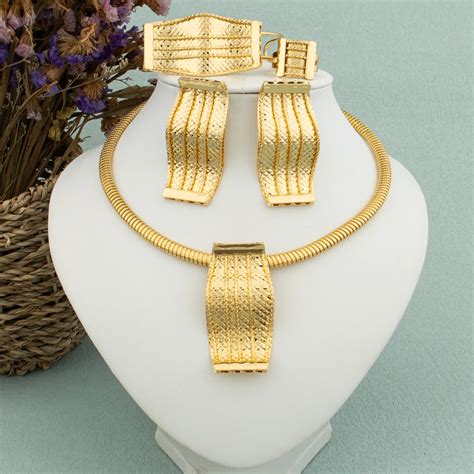 Dubai Conjunto De J Ias Banhado A Ouro Para Mulheres Anel E Pulseira