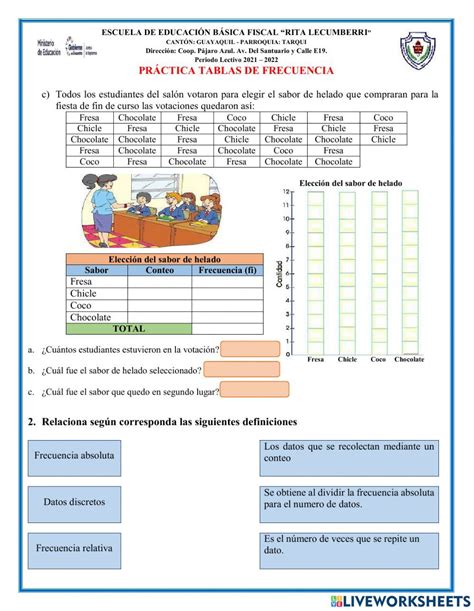 Ejercicio De Tablas De Frecuencia Y Graficos Estadisticos Tablas Y