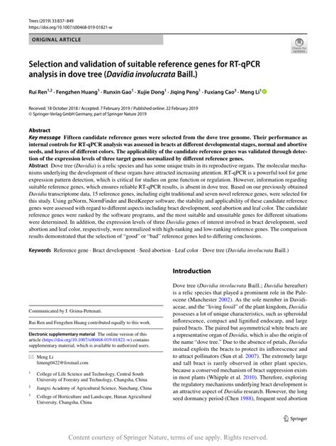 Selection And Validation Of Suitable Reference Genes For Rt Qpcr