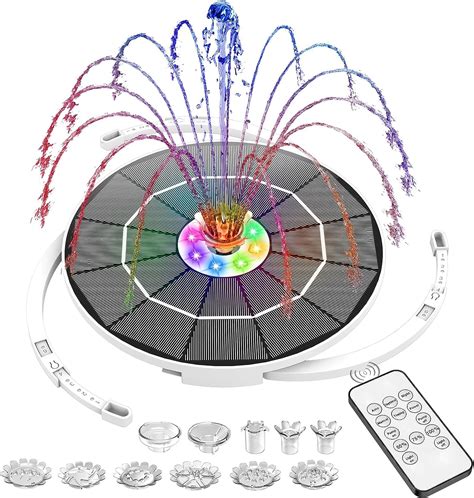 Aisitin W Led Solar Fountain Outdoor With Remote Control Solar