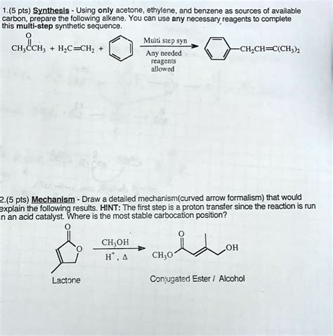 Solved Synthesis Using Only Acetone Ethylene And Benzene As