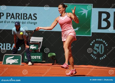 Aryna Sabalenka Of Belarus In Action During Women Round Match Against