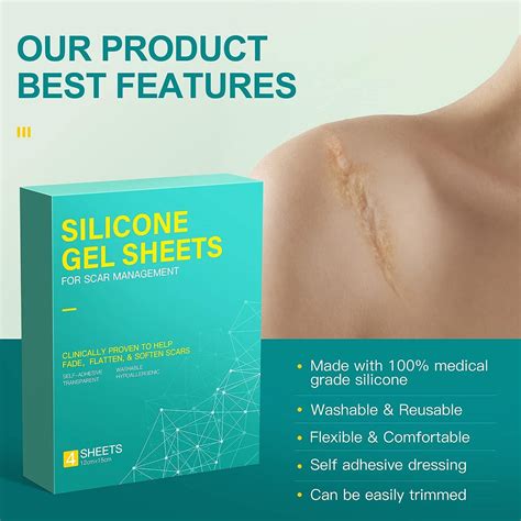 Medical Grade Big Silicone Scar Sheets 6 X 5 4 Patches For Scars Treatment And Removal