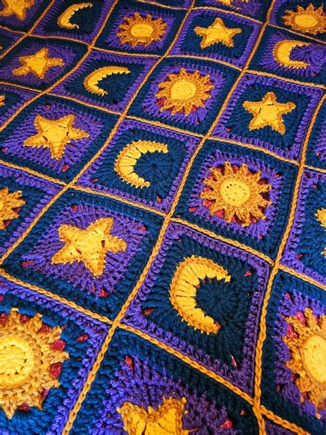 Celestial Crochet Sun Moon And Stars Blanket In 2024 Fast Crochet