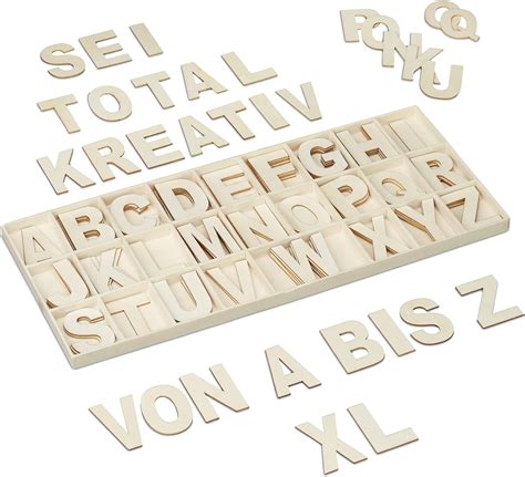 Relaxdays Xl Holzbuchstaben Tlg Set Letras De Madera Piezas