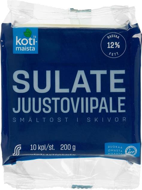 Kotimaista vähälaktoosinen sulatejuustoviipale 12 200g S kaupat