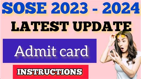 Sose Admit Card Instructions Admit Card