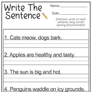 Whatever The Weather Trace And Copy Sentence Writing Worksheet