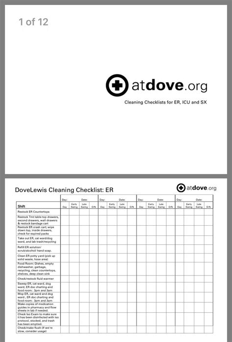 Veterinary Team Training Ce Cleaning Checklist Veterinary Checklist