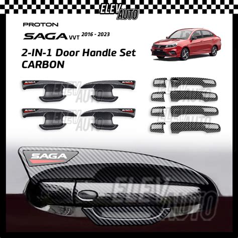 Proton Saga VVT 2016 2024 CARBON Door Handle Set Bowl Cover