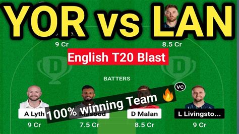 YOR Vs LAN Dream11 YOR Vs LAN LAN Vs YOR Dream11 Team Today Match