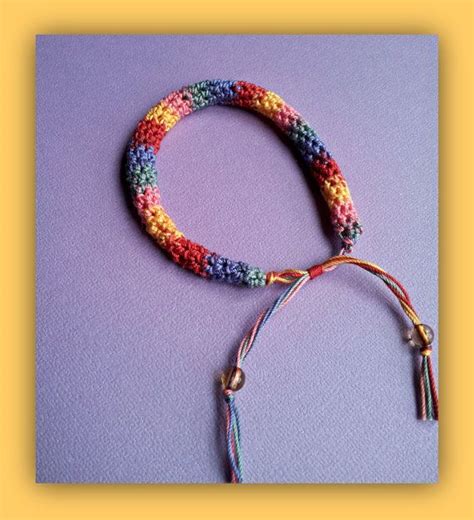 Crochet Friendship Bracelet With Bead Accent By StringAlongWithMe 5