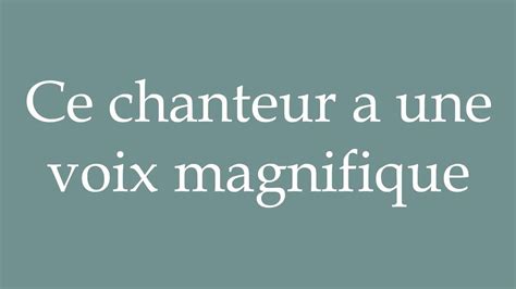 How To Pronounce Ce Chanteur A Une Voix Magnifique Correctly In