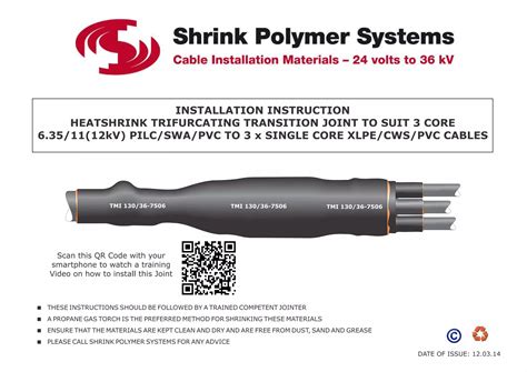 6 Heat Shrink Cable Joint HV 11kV Trifurcating Transition 3 Core