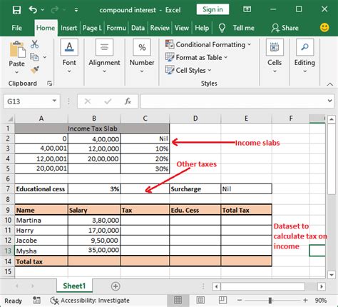 Income Calculation Worksheet Excel