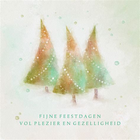 Kerstkaart Met 3 Aquarel Kerstbomen Kaartje2go