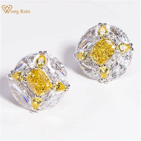 Wong Rain 925 Sterling Silver Crushed Ice Cut Citrine High Carbon