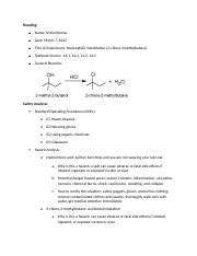 Prelab Nucleophilic Substitution Docx Heading Name Snehal