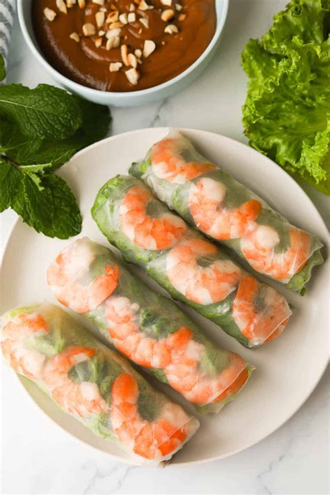 Fresh Vietnamese Pork And Shrimp Spring Rolls Goi Cuon A Peachy Plate