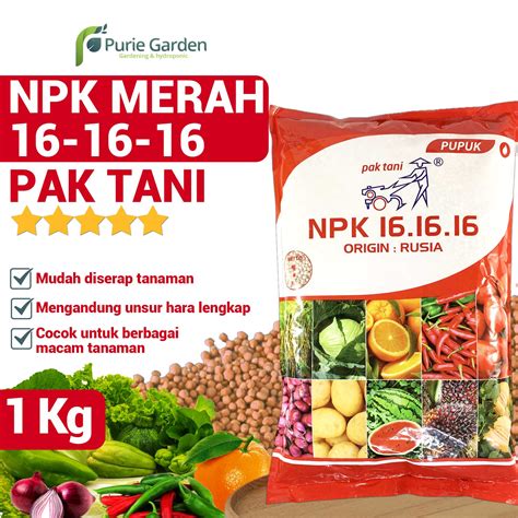 Pupuk NPK Sayuran Buah Pak Tani 16 16 16 Merah 1kg Ori Rusia Kemasan