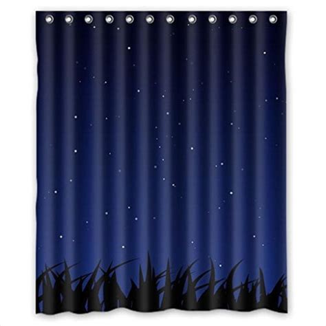 Mohome Shining Star Blue Night Sky Shower Curtain Waterproof Polyester