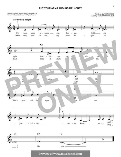 Put Your Arms Around Me Honey By A V Tilzer Sheet Music On Musicaneo