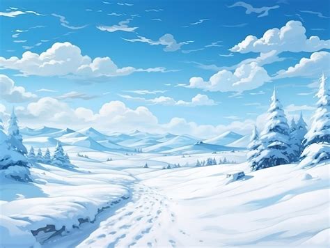 Premium Photo | Cartoon Cute Doodles Snowy Mountain Landscape Seamless ...