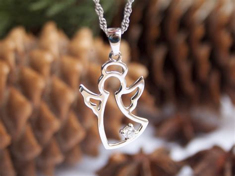 Sterling Silver Guardian Angel Pendant Dainty Everyday Etsy