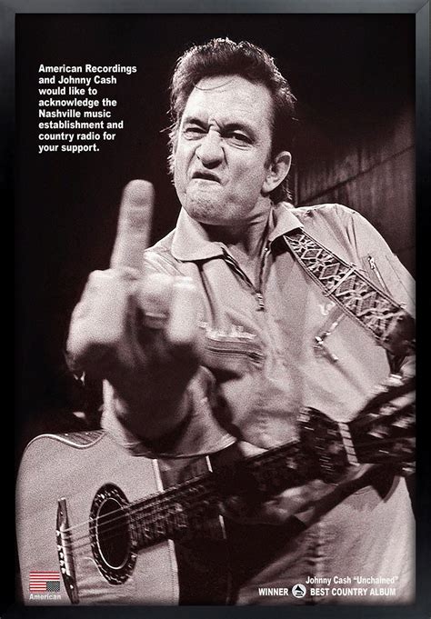 Johnny Cash Middle Finger Poster Framed