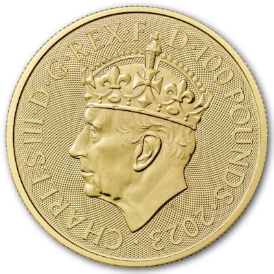 Großbritannien 100 GBP Britannia Charles III mit Krone 2023 1 Oz Gold