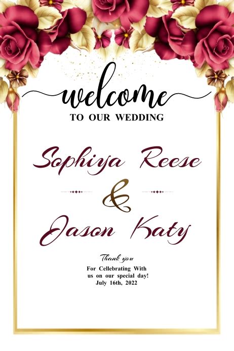 Floral Wedding Welcome Sign Template Postermywall