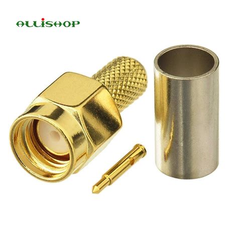 2pcs Sma Male Plug Rf Coax Connector Crimp For Rg58 Rg142 Rg400 Lmr195