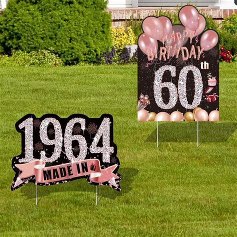 Amazon Pcs Happy Th Birthday Yard Sign Decorations For Women